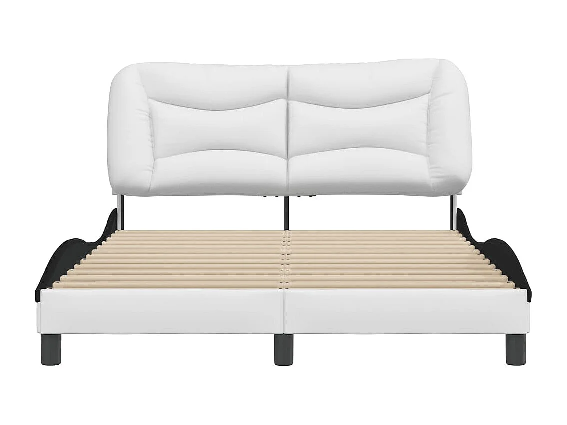 Lit double | Lit adulte | Cadre de lit blanc et noir 140x190 cm similicuir