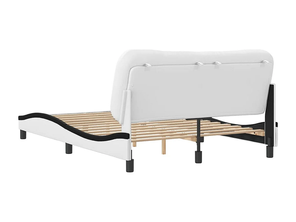 Lit double | Lit adulte | Cadre de lit blanc et noir 140x190 cm similicuir