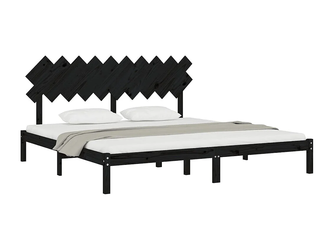 Bedframe | Tweepersoonsbed massief hout zwart 200x200 cm