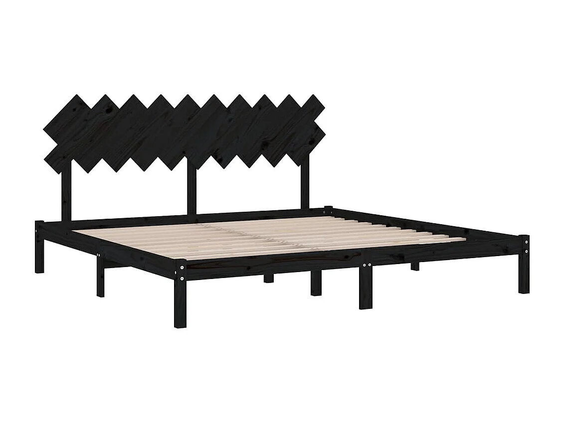 Bedframe | Tweepersoonsbed massief hout zwart 200x200 cm