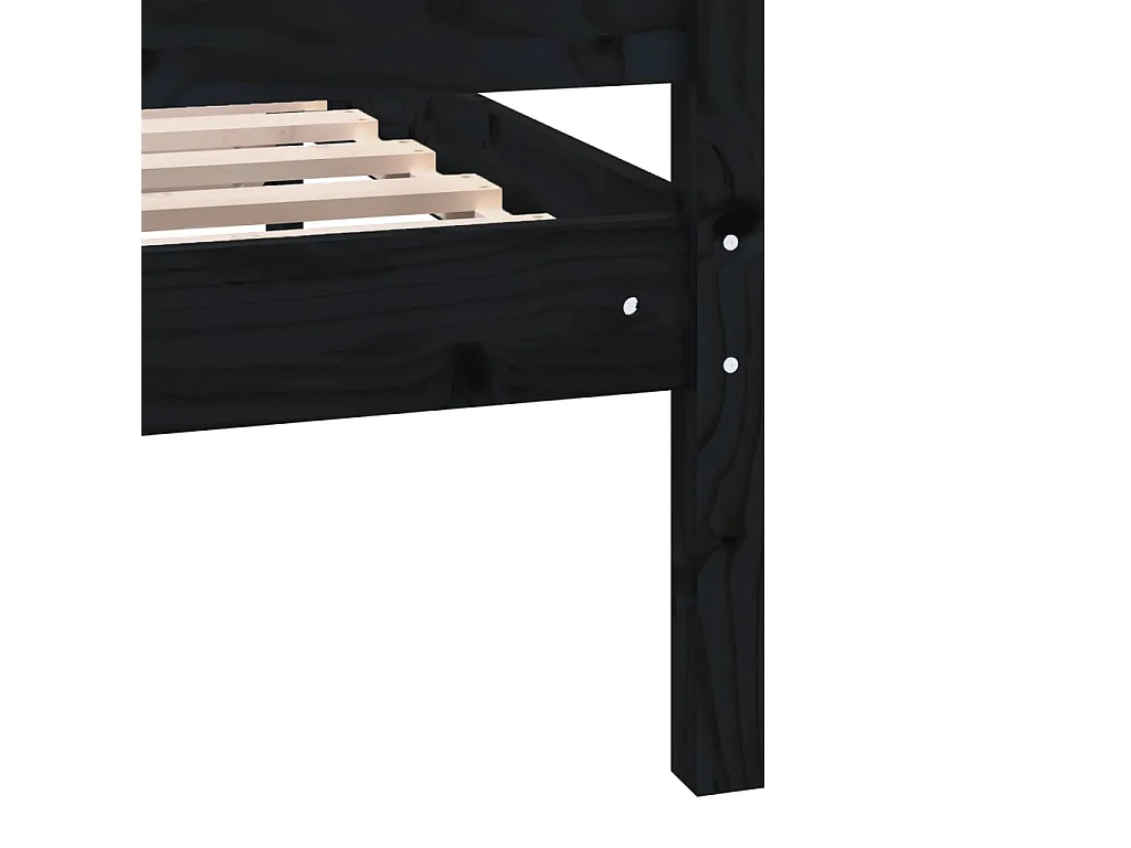 Lit double | Lit adulte | Cadre de lit noir bois massif 200x200 cm