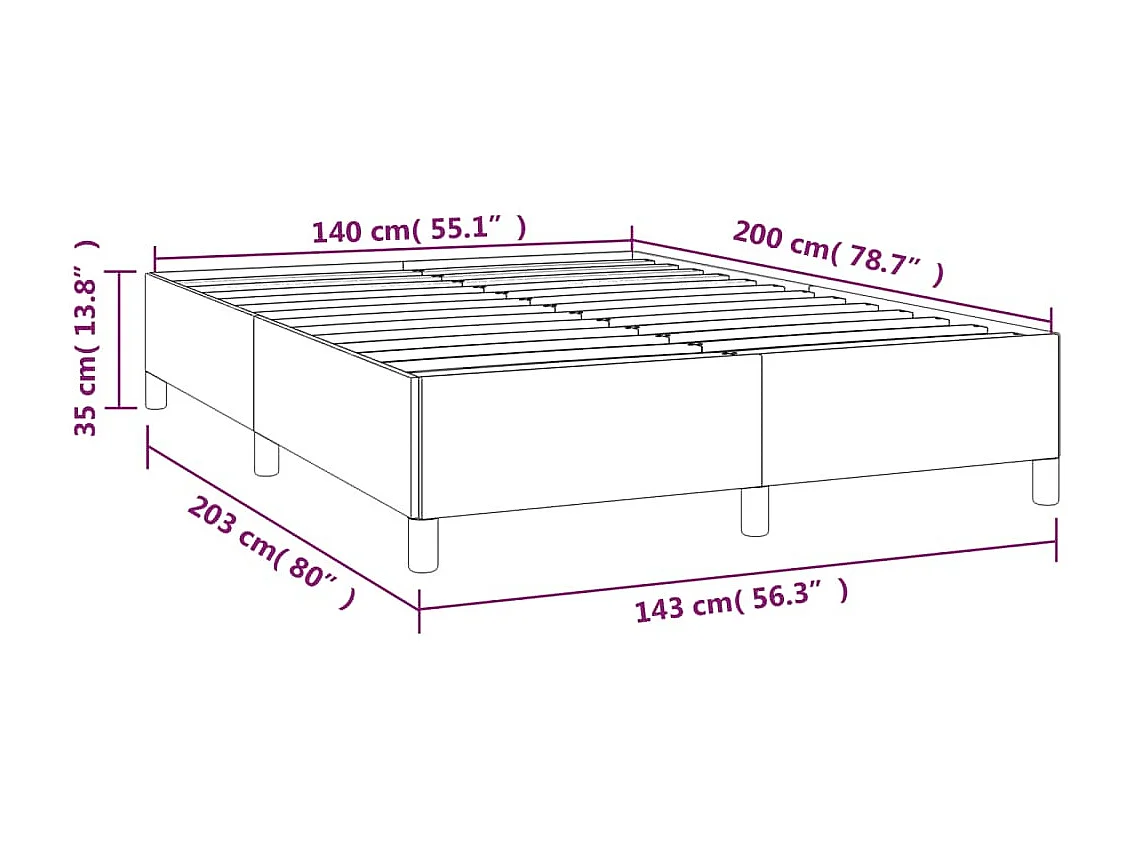 Lit double | Lit adulte | Cadre de lit marron foncé 140x200 cm tissu