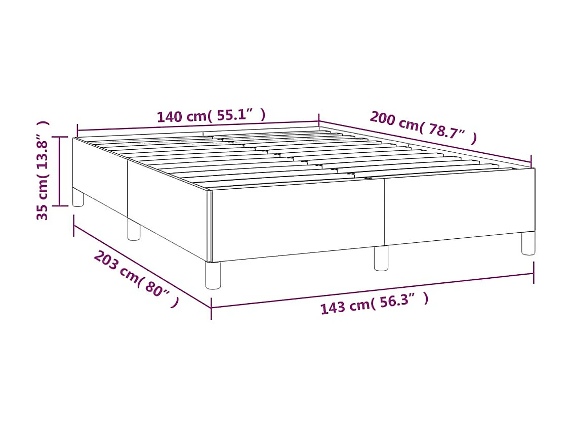 Lit double | Lit adulte | Cadre de lit marron foncé 140x200 cm tissu
