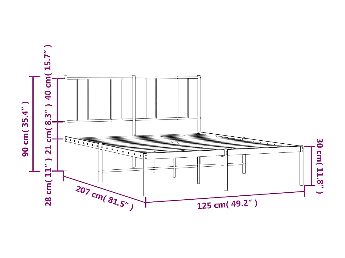 Lit simple | Lit adulte, enfant | Cadre de lit métal et tête de lit blanc 120x200 cm