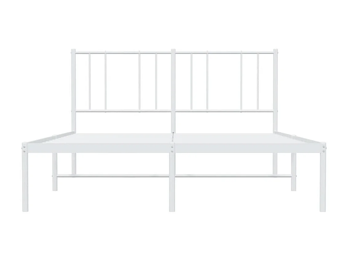 Lit simple | Lit adulte, enfant | Cadre de lit métal et tête de lit blanc 120x200 cm