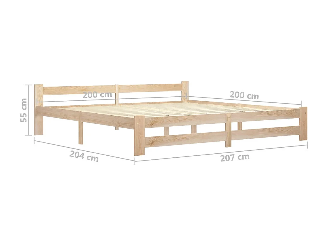 Lit double | Lit adulte | Cadre de lit bois massif de pin 200x200 cm