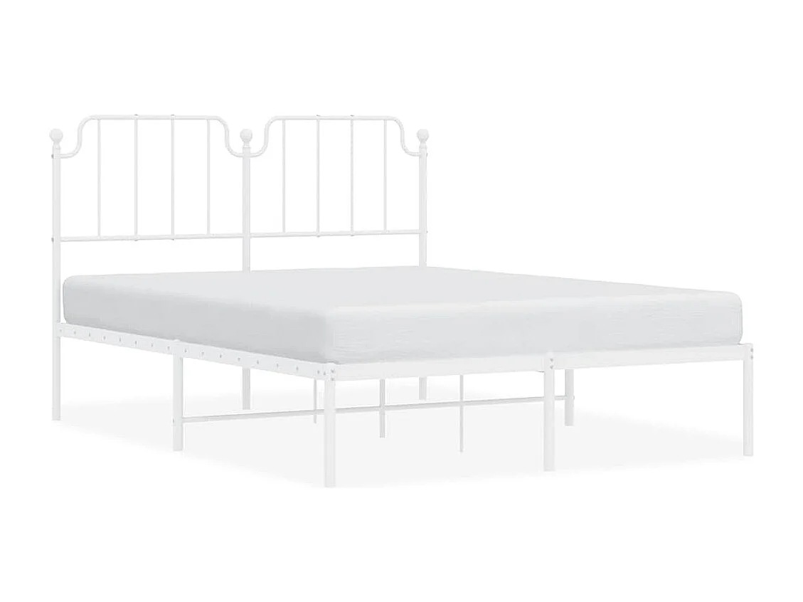 Lit double | Lit adulte | Cadre de lit métal et tête de lit blanc 150x200 cm