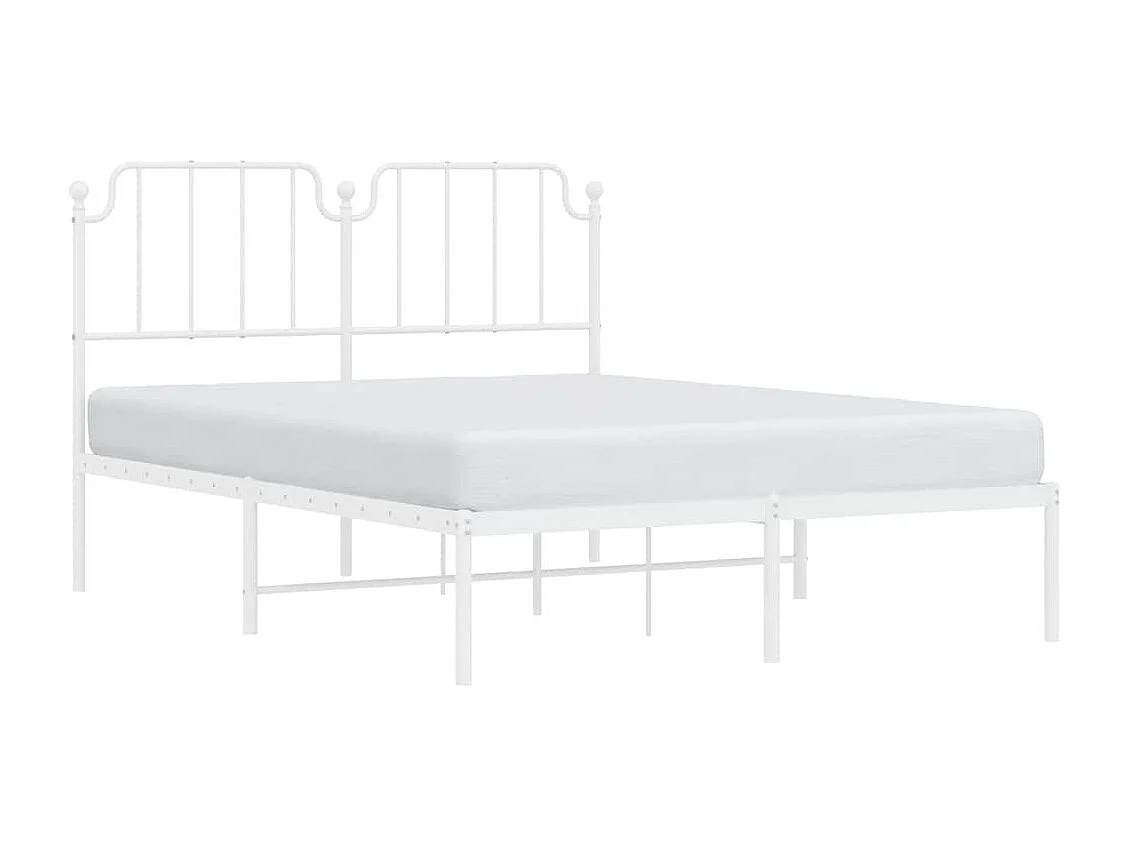 Lit double | Lit adulte | Cadre de lit métal et tête de lit blanc 150x200 cm