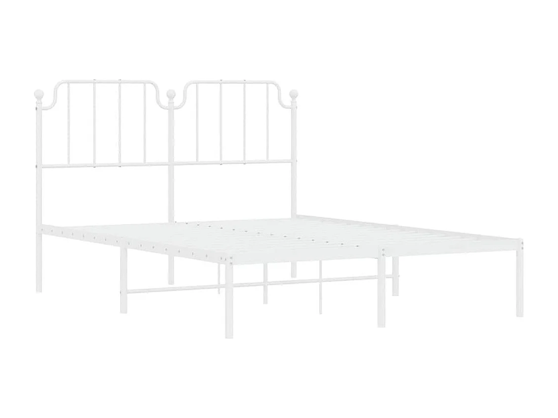 Lit double | Lit adulte | Cadre de lit métal et tête de lit blanc 150x200 cm