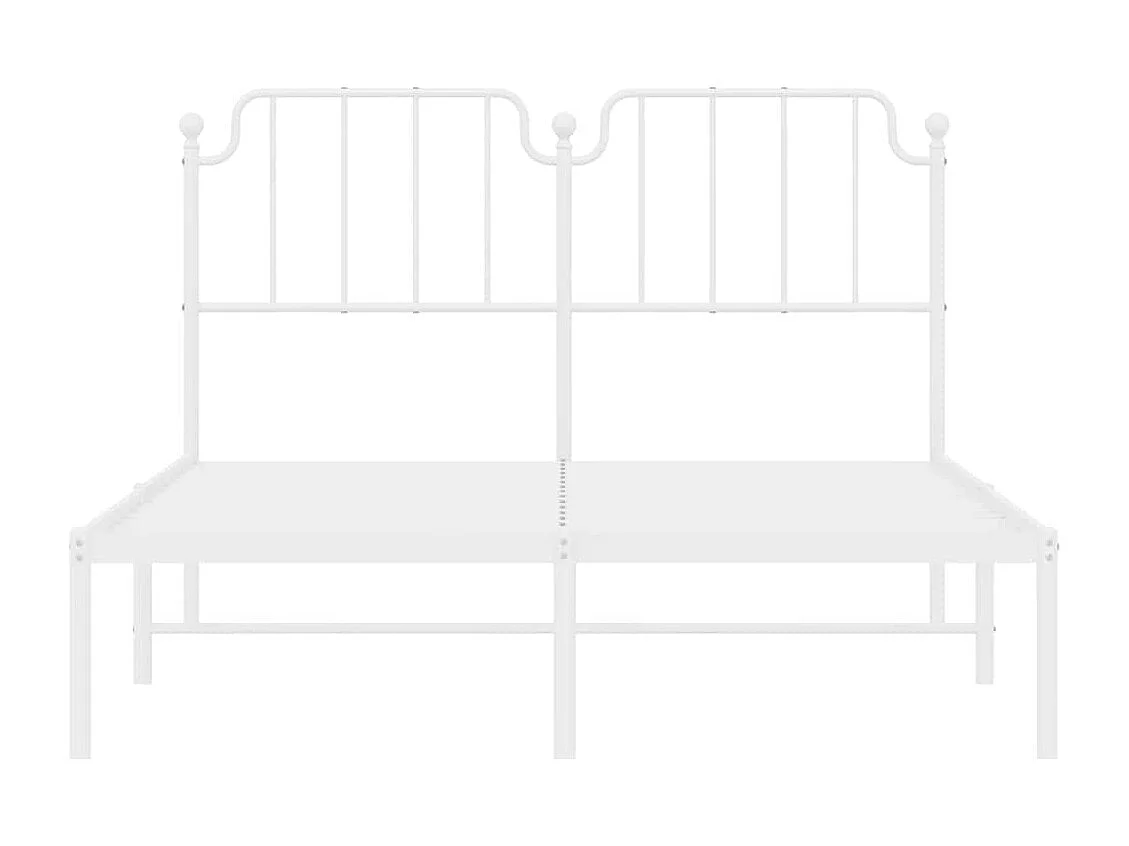 Lit double | Lit adulte | Cadre de lit métal et tête de lit blanc 150x200 cm