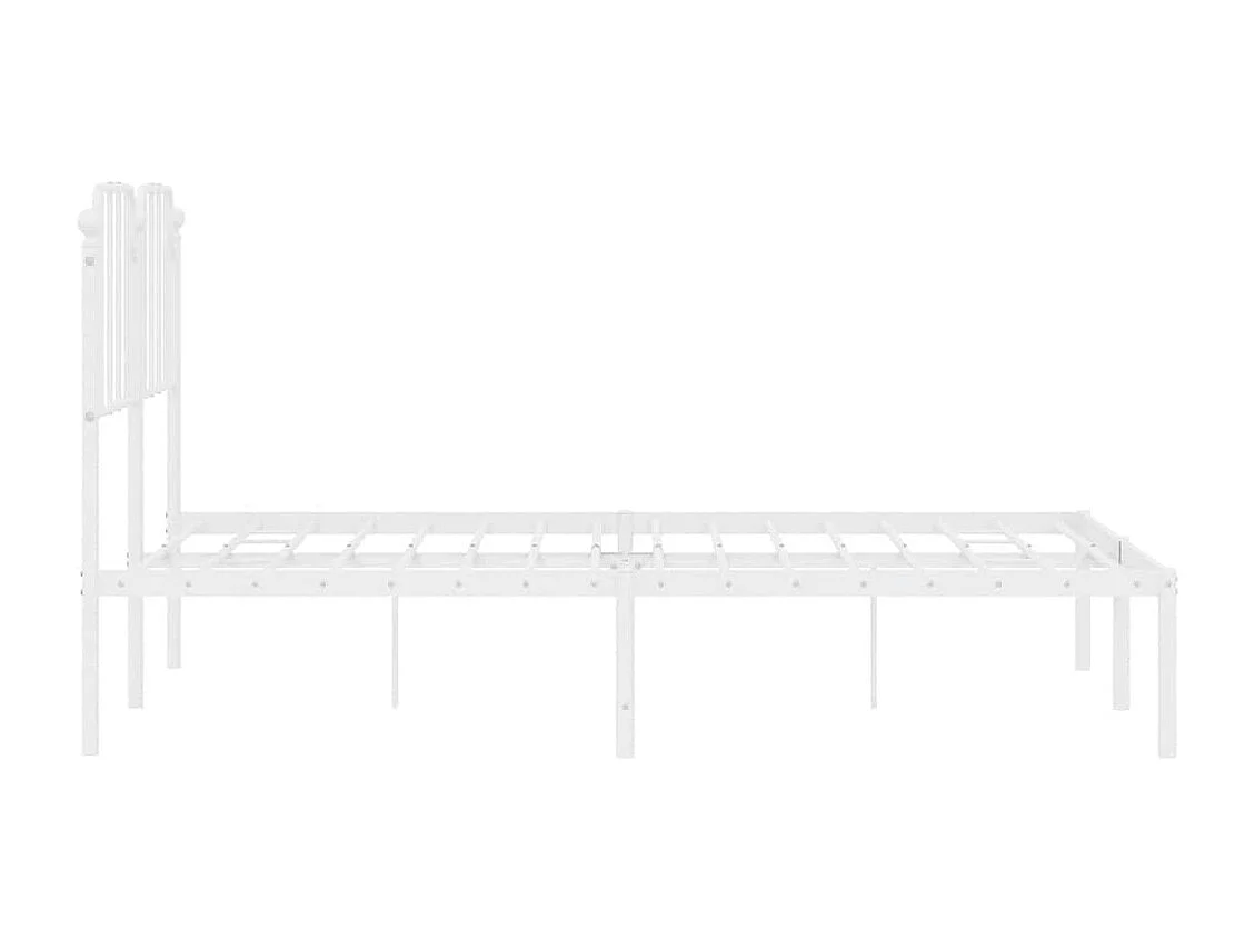 Lit double | Lit adulte | Cadre de lit métal et tête de lit blanc 150x200 cm