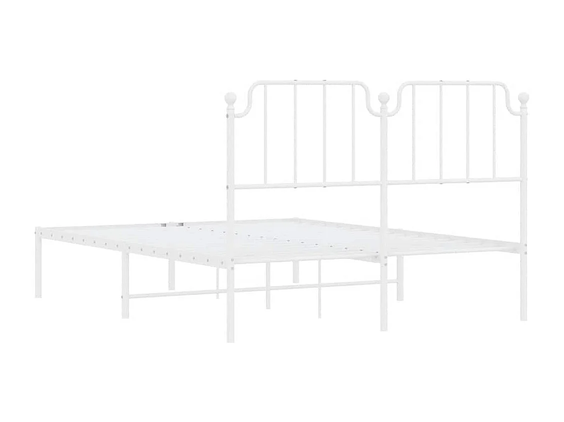 Lit double | Lit adulte | Cadre de lit métal et tête de lit blanc 150x200 cm