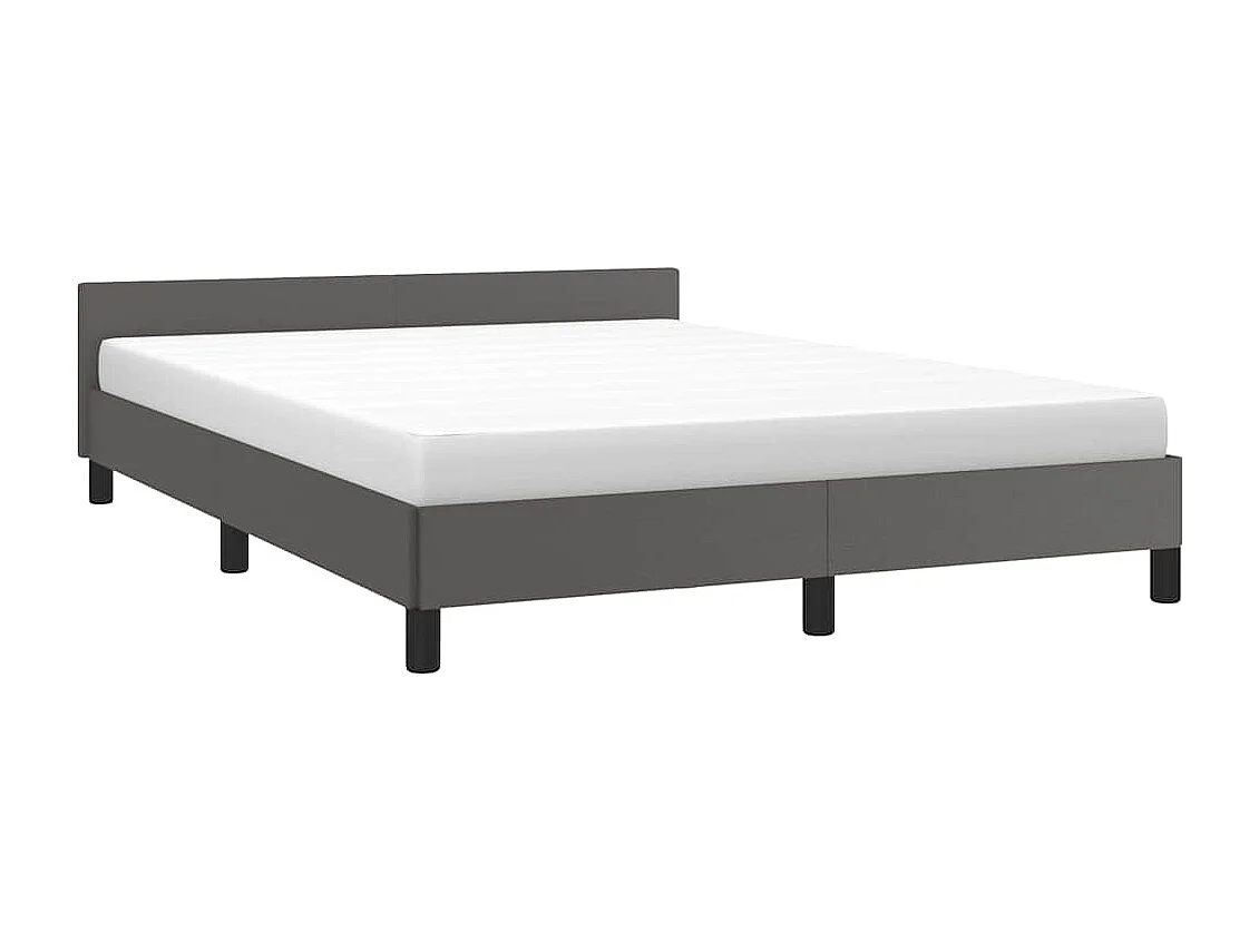 Lit double | Lit adulte | Cadre de lit avec tête de lit gris 140x190 cm
