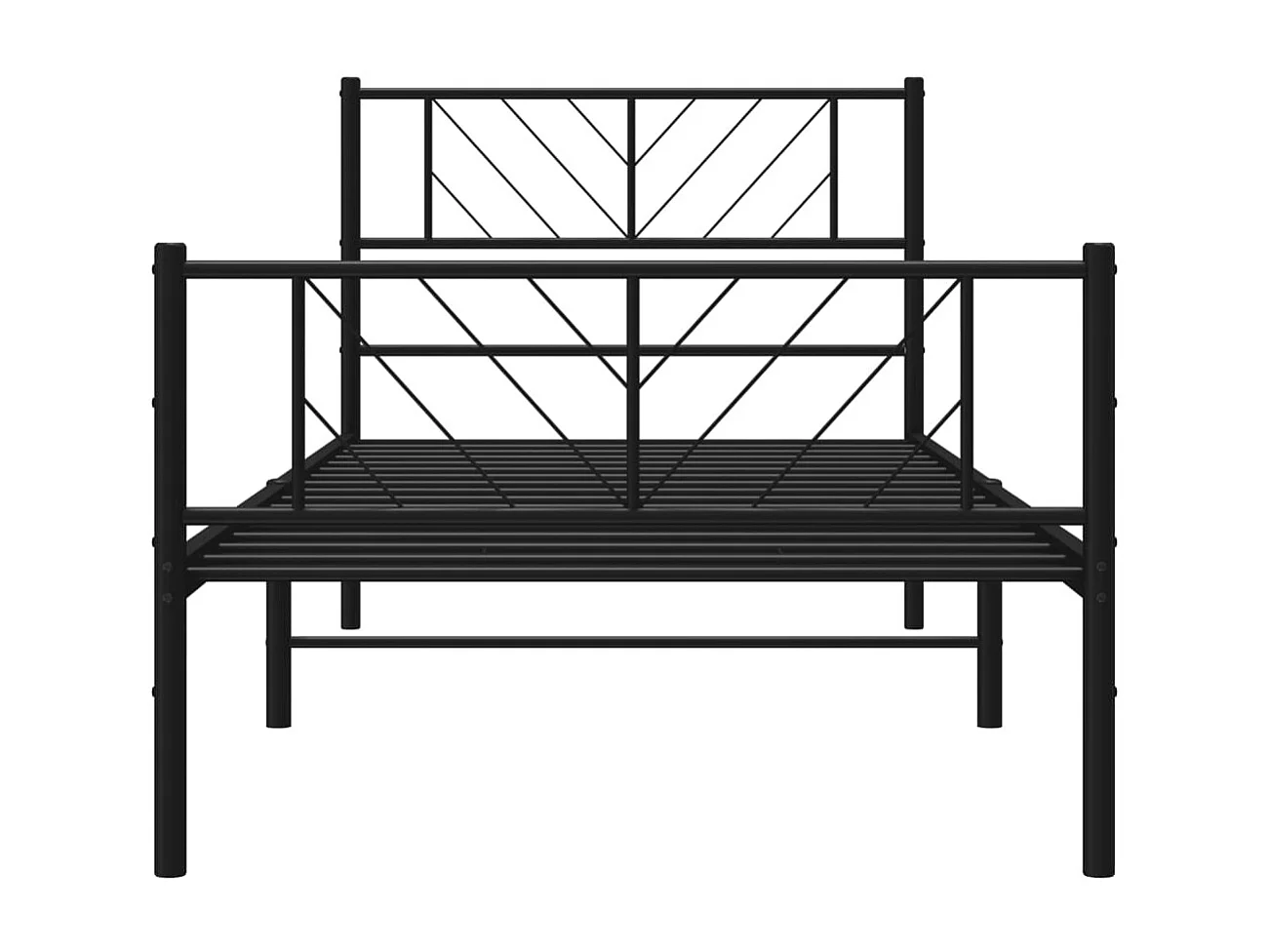 Lit simple | Lit adulte, enfant | Cadre de lit métal avec pied de lit noir 90x190 cm