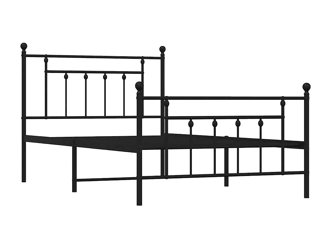 Letto per adulti | Letto singolo | Giroletto con Testiera e Pediera Metallo Nero 100x200 cm