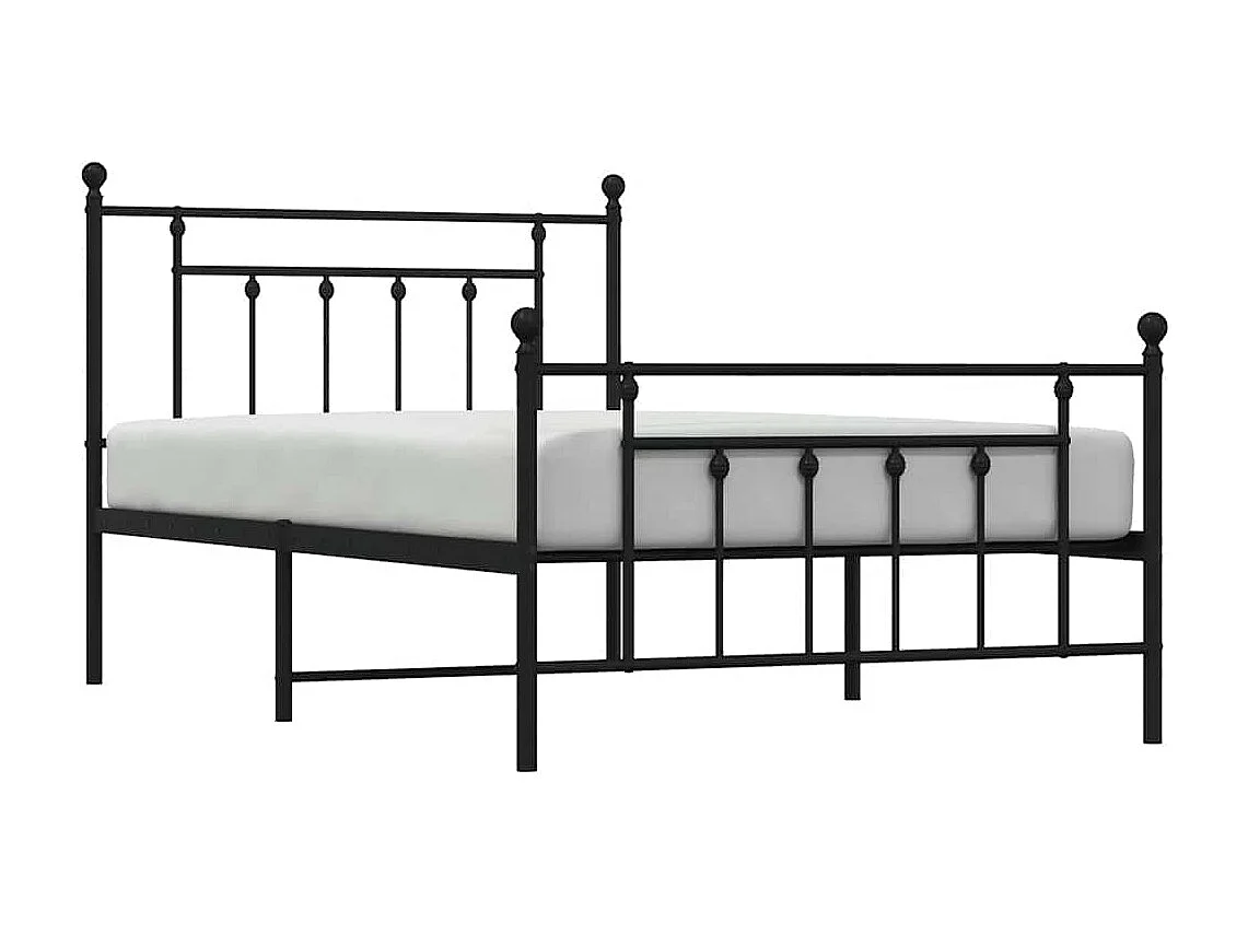 Letto per adulti | Letto singolo | Giroletto con Testiera e Pediera Metallo Nero 100x200 cm