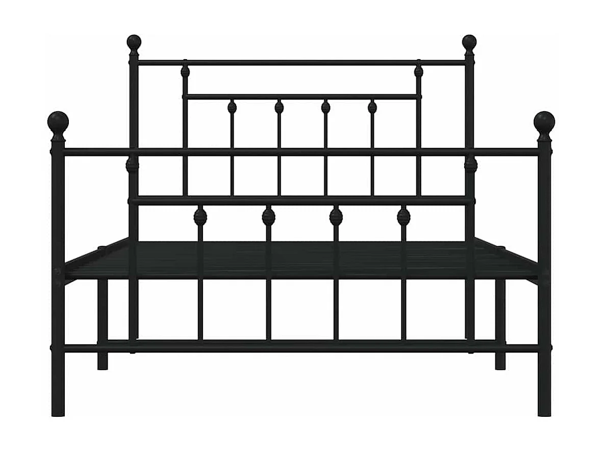 Letto per adulti | Letto singolo | Giroletto con Testiera e Pediera Metallo Nero 100x200 cm