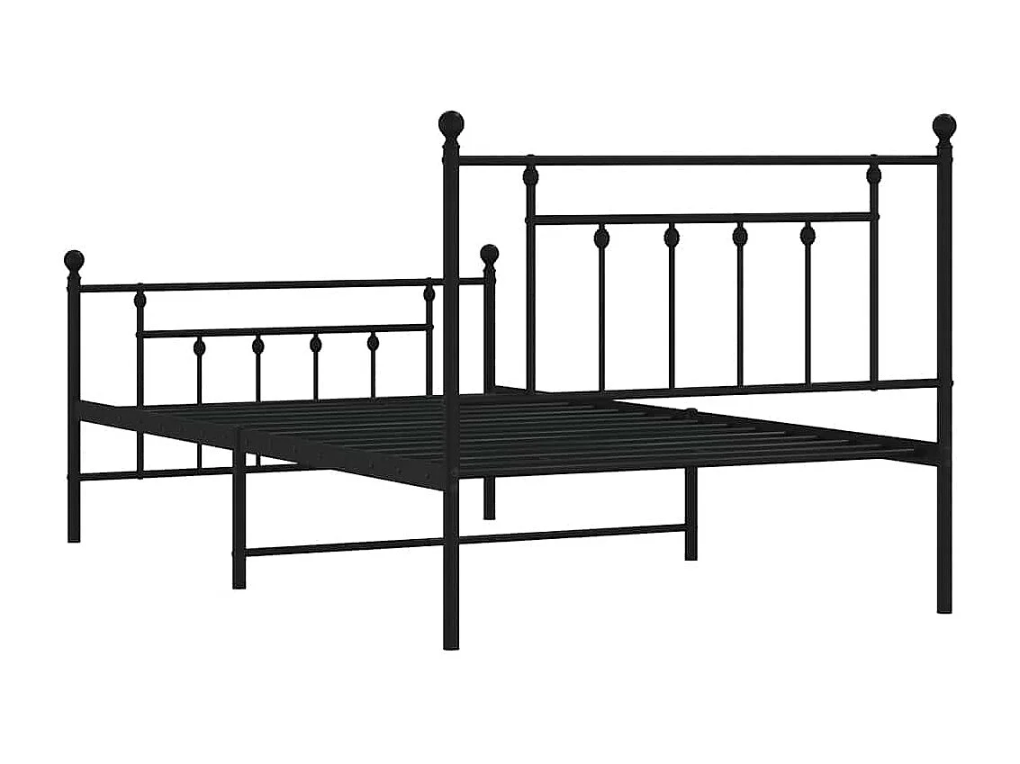 Letto per adulti | Letto singolo | Giroletto con Testiera e Pediera Metallo Nero 100x200 cm