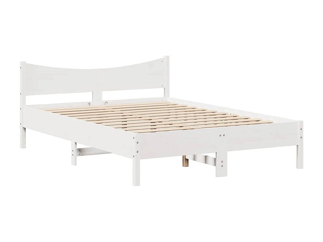 Lit double | Lit adulte | Cadre de lit avec tiroirs blanc 150x200 cm bois de pin massif