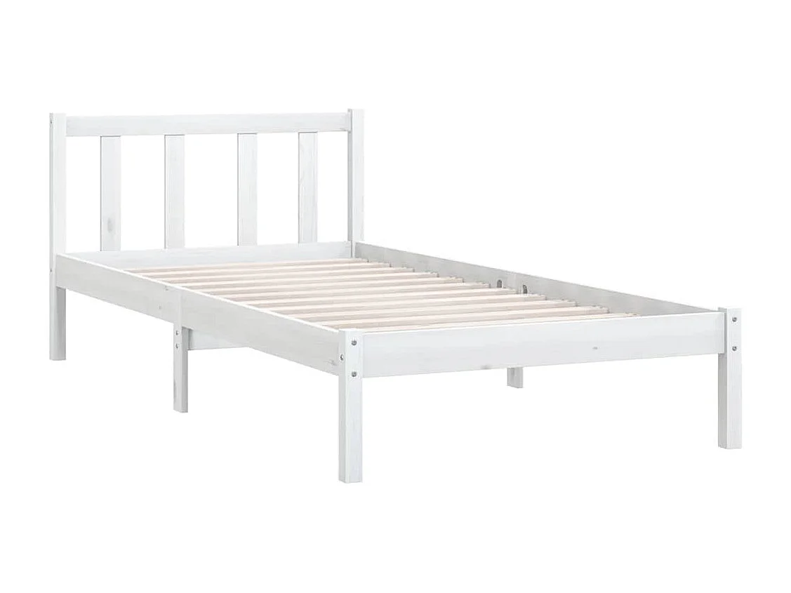 Lit simple | Lit adulte, enfant | Cadre de lit blanc bois massif 90x200 cm