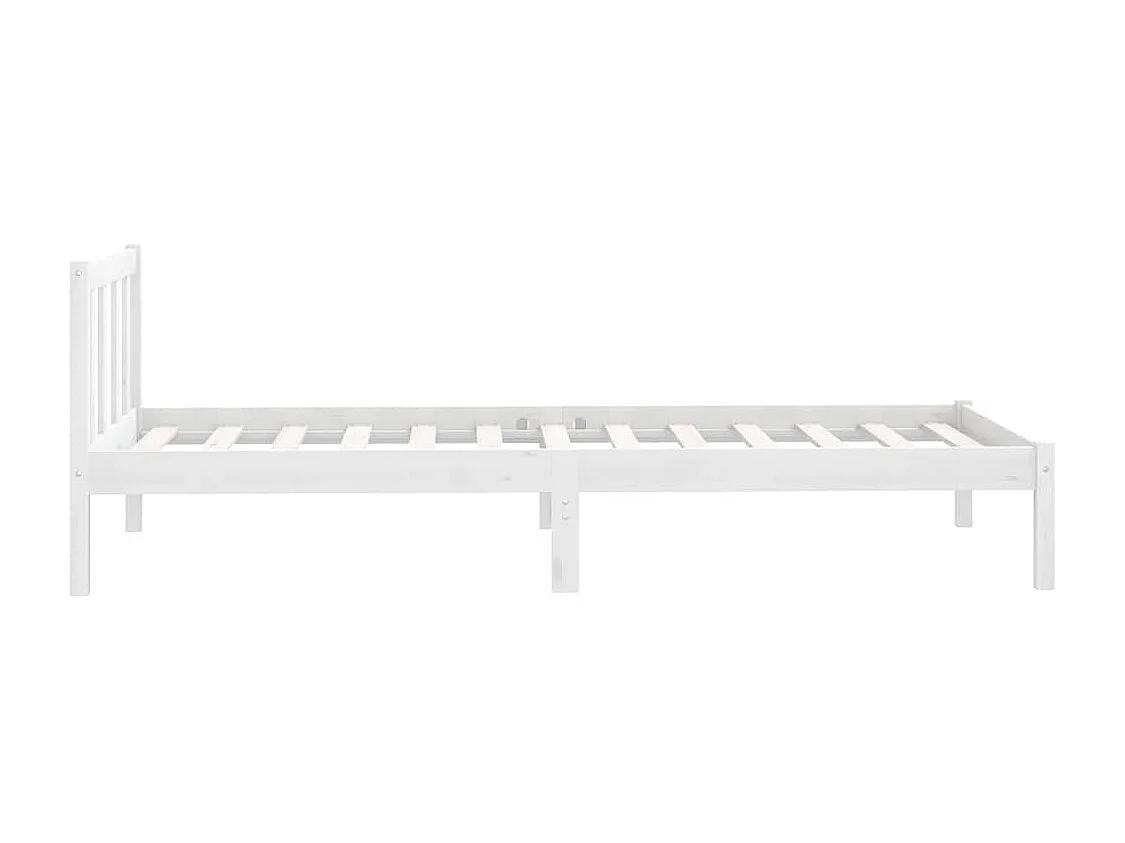 Lit simple | Lit adulte, enfant | Cadre de lit blanc bois massif 90x200 cm