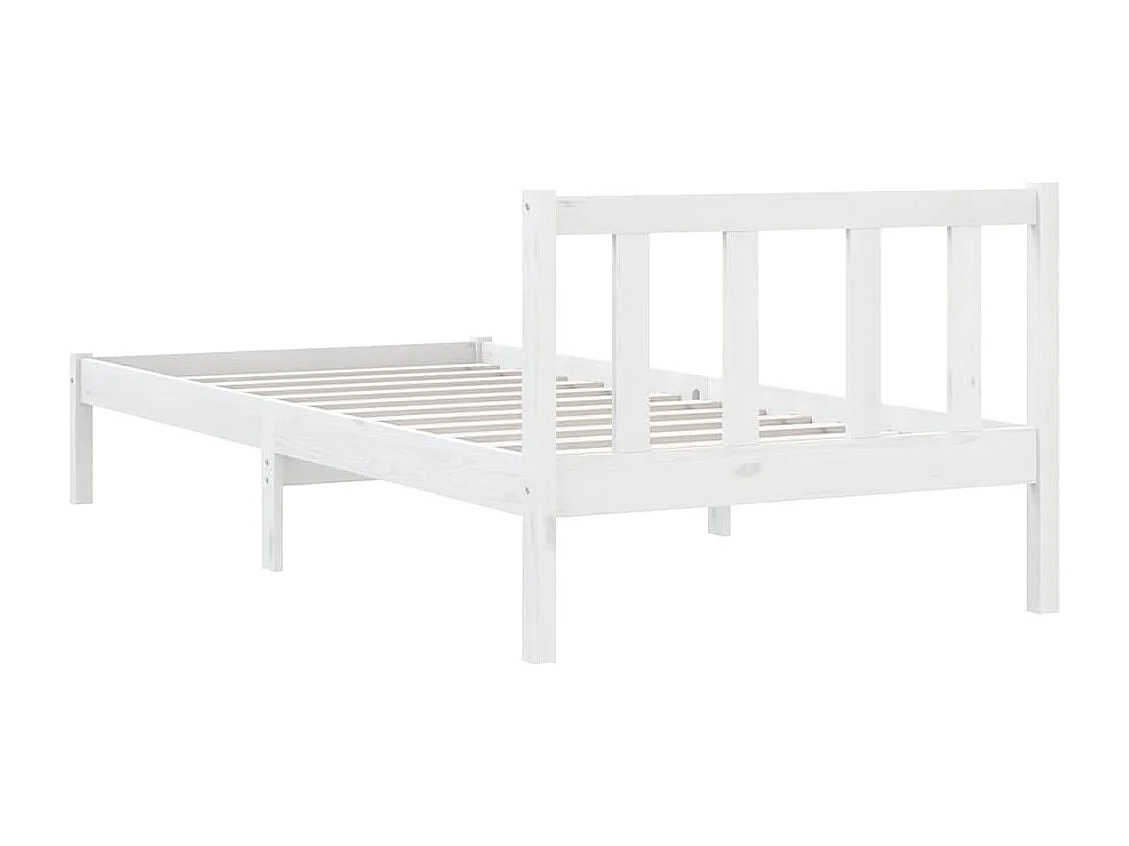 Lit simple | Lit adulte, enfant | Cadre de lit blanc bois massif 90x200 cm