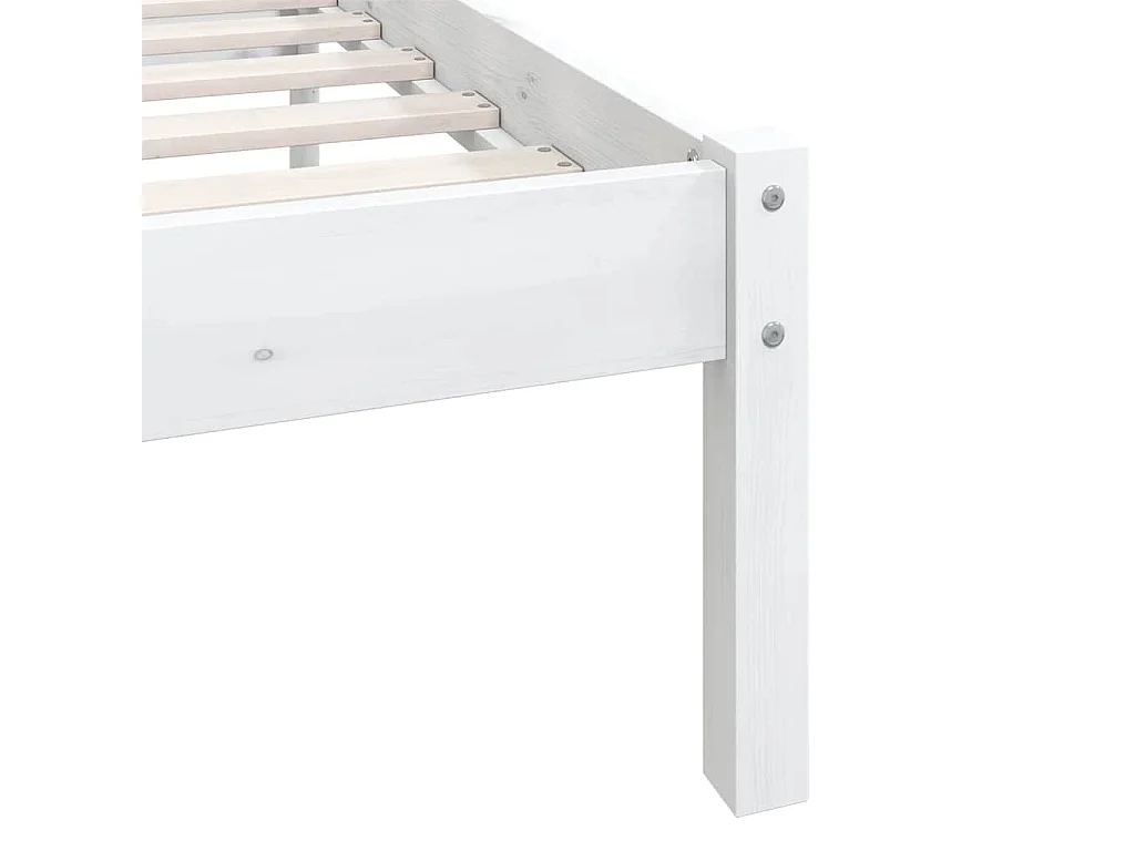 Lit simple | Lit adulte, enfant | Cadre de lit blanc bois massif 90x200 cm
