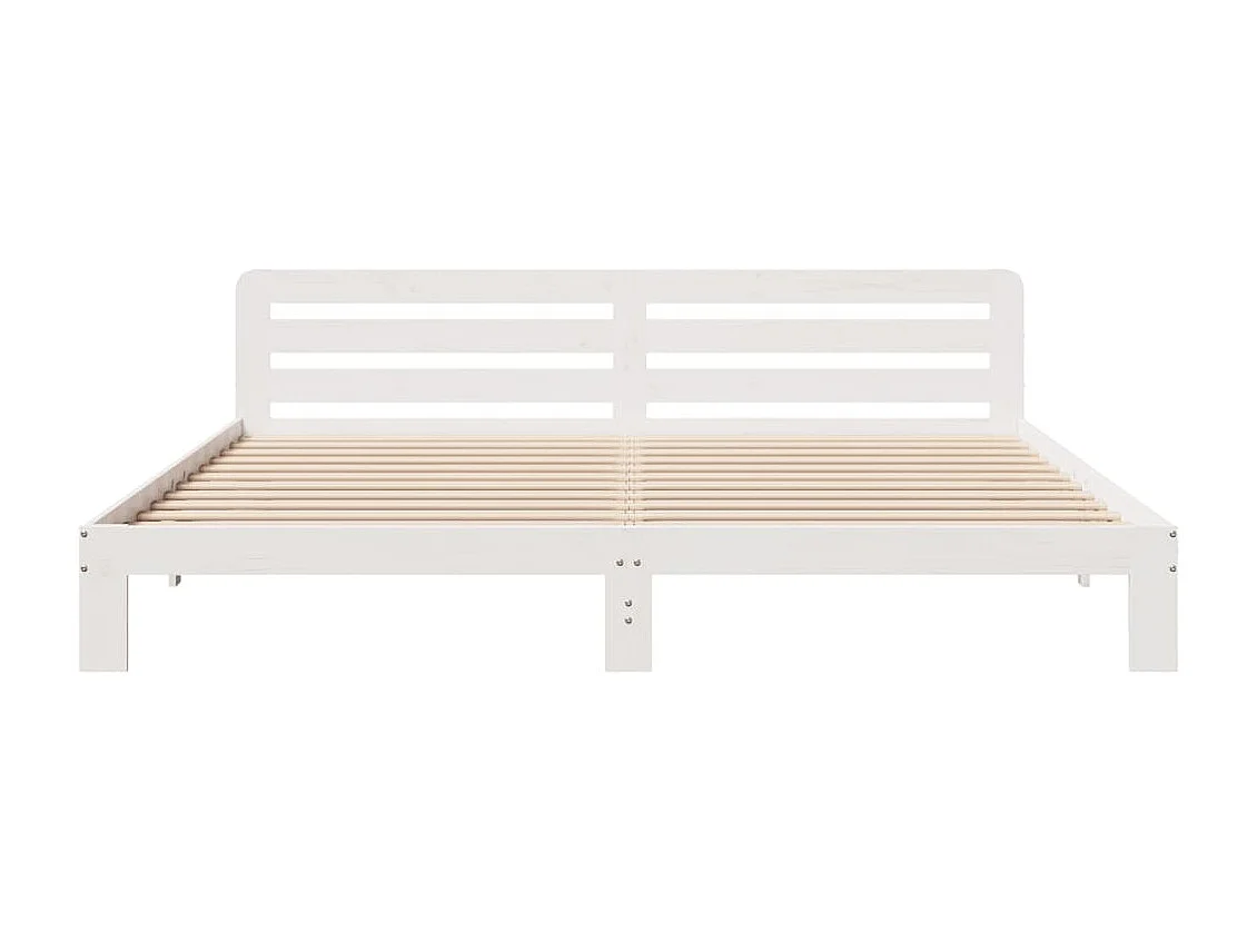 Letto per adulti | Letto matrimoniale | Giroletto senza Materasso Bianco 200x200 cm Legno Massello Pino