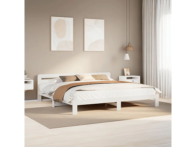 Letto per adulti | Letto matrimoniale | Giroletto senza Materasso Bianco 200x200 cm Legno Massello Pino