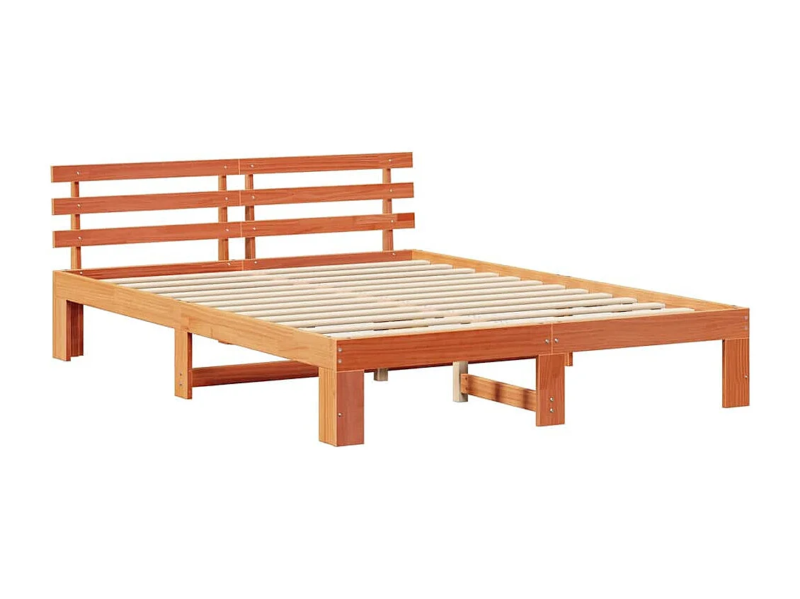 Lit double | Lit adulte | Cadre de lit Marron 140x200 cm Bois de pin massif