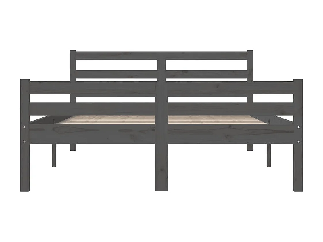 Lit double | Lit adulte | Cadre de lit gris bois massif 150x200 cm