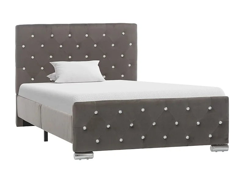 Lit simple | Lit adulte, enfant | Cadre de lit gris velours 100x200 cm
