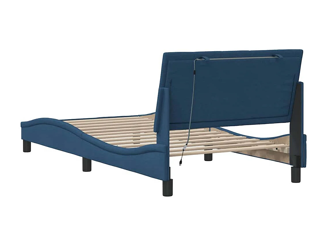 Letto per adulti | Letto singolo | Giroletto senza Materasso Hanko Blu 100x200 cm in Tessuto