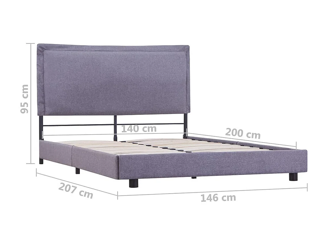 Lit double | Lit adulte | Cadre de lit gris clair tissu 140x200 cm