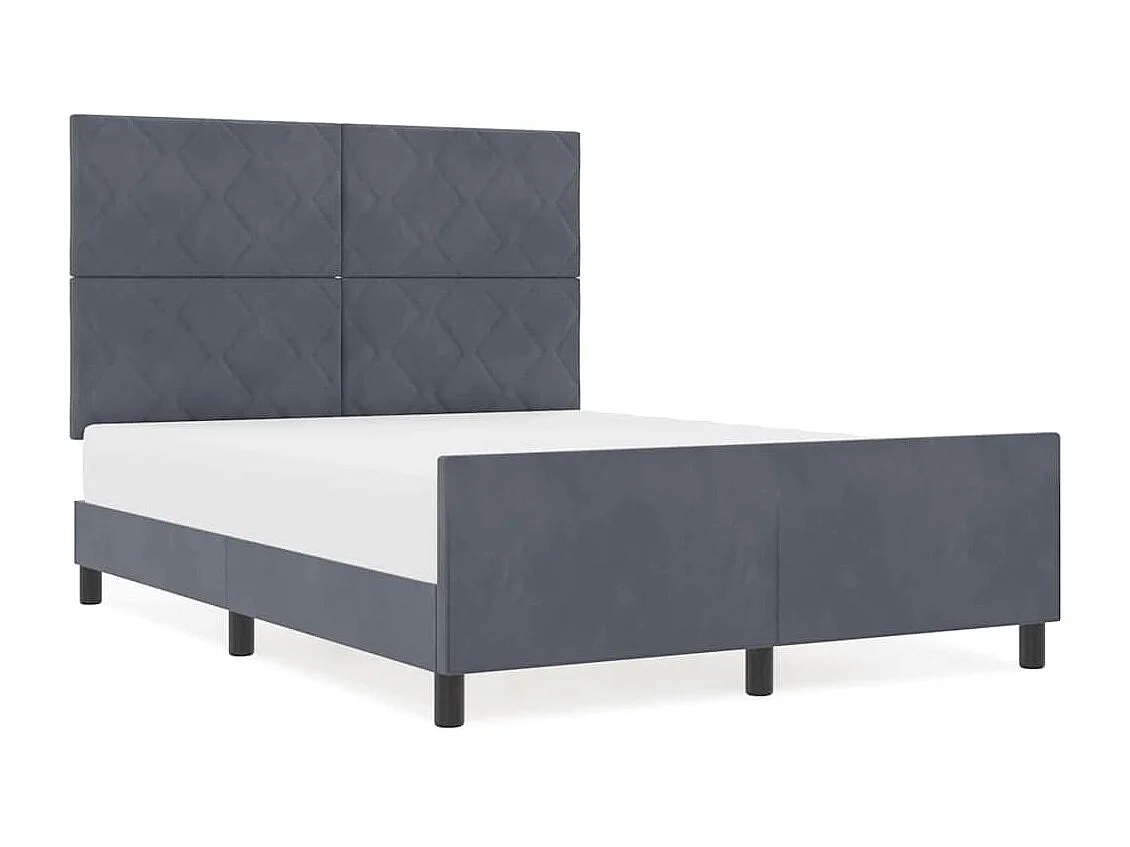 Lit double | Lit adulte | Cadre de lit avec tête de lit Gris foncé 140x190 cm Velours