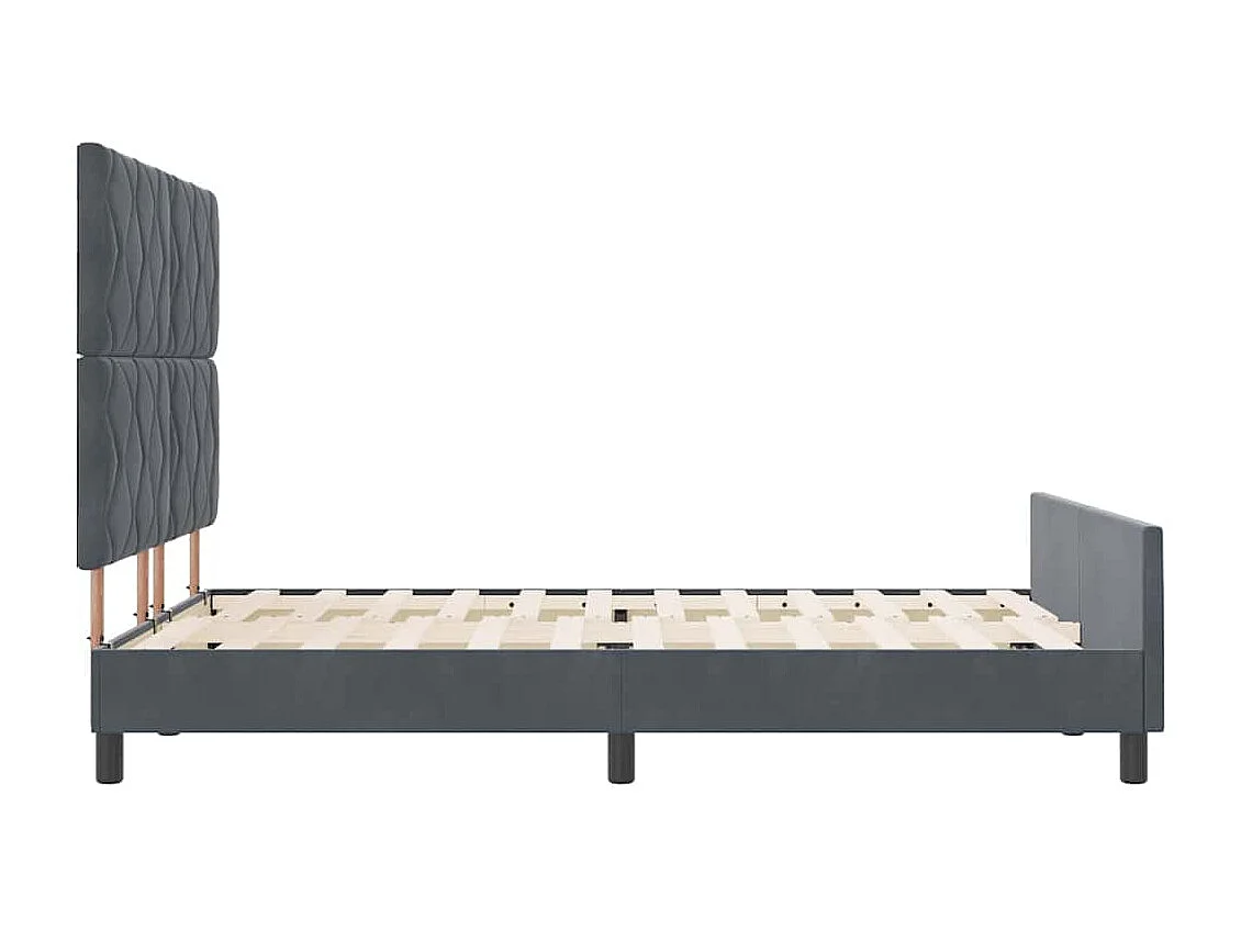 Lit double | Lit adulte | Cadre de lit avec tête de lit Gris foncé 140x190 cm Velours