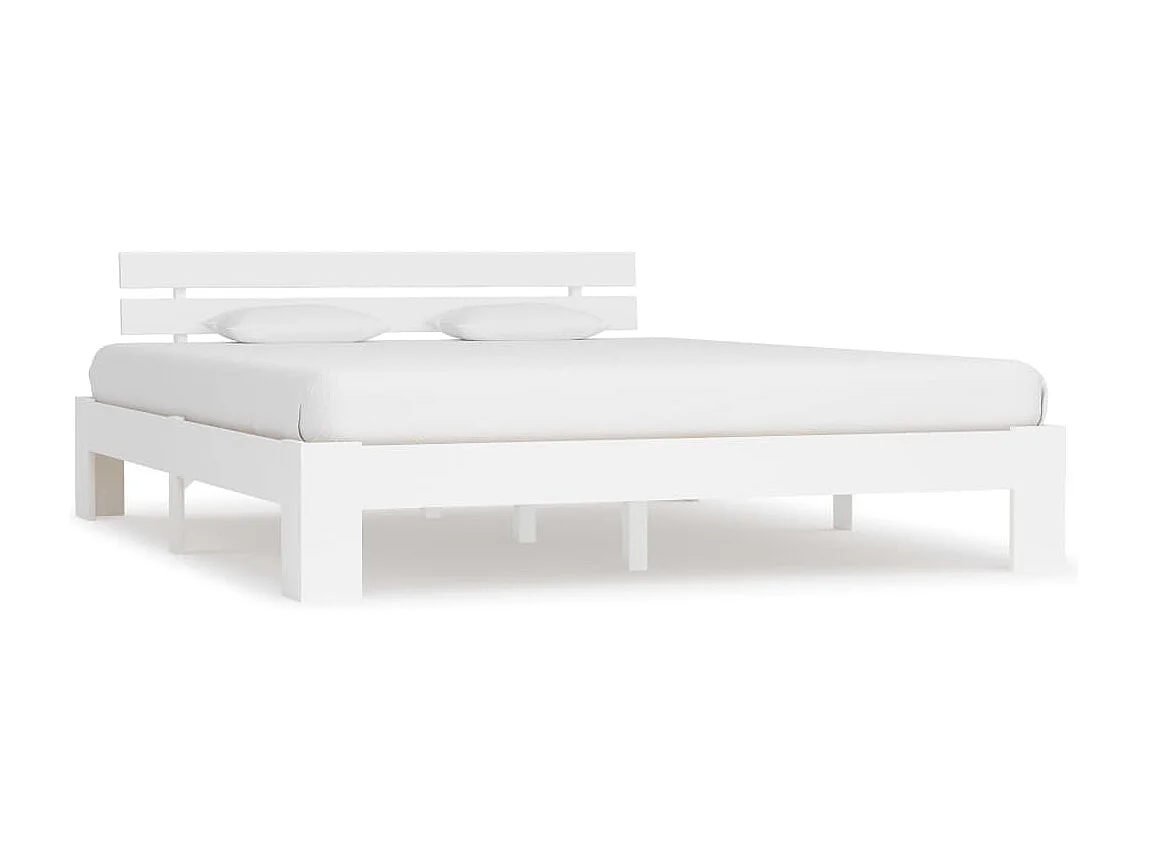 Lit double | Lit adulte | Cadre de lit blanc 160x200 cm bois de pin massif