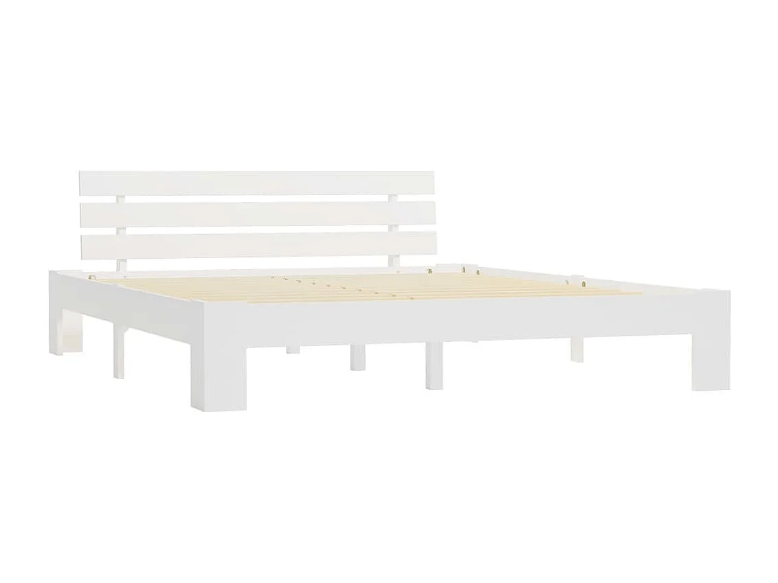 Lit double | Lit adulte | Cadre de lit blanc 160x200 cm bois de pin massif