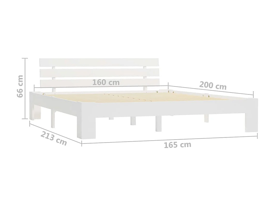 Lit double | Lit adulte | Cadre de lit blanc 160x200 cm bois de pin massif