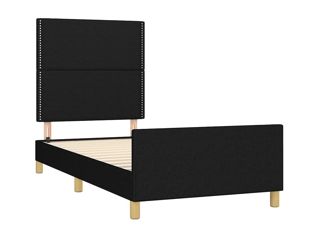 Lit simple | Lit adulte, enfant | Cadre de lit noir 90x190 cm tissu
