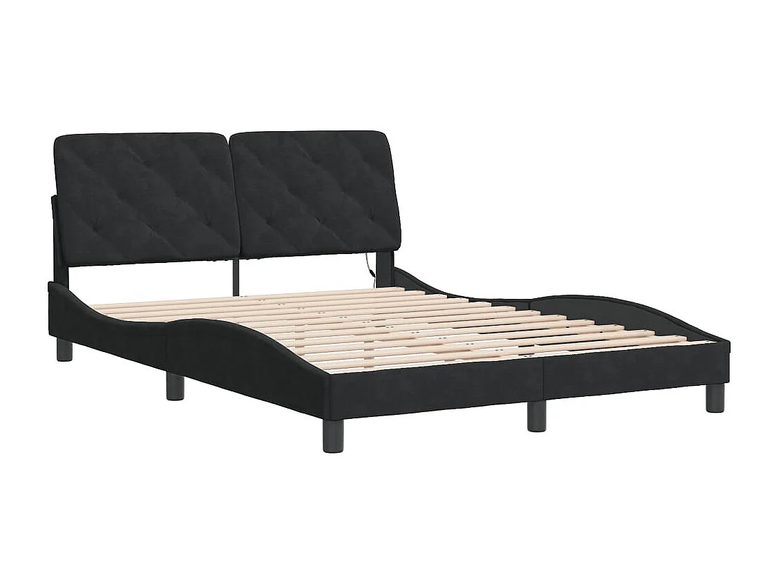 Lit double | Lit adulte | Cadre de lit avec LED noir 140x190 cm velours