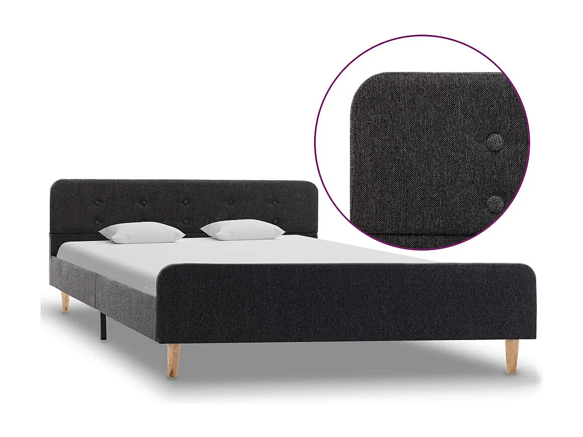 Lit double | Lit adulte | Cadre de lit Gris foncé Jute 160x200 cm