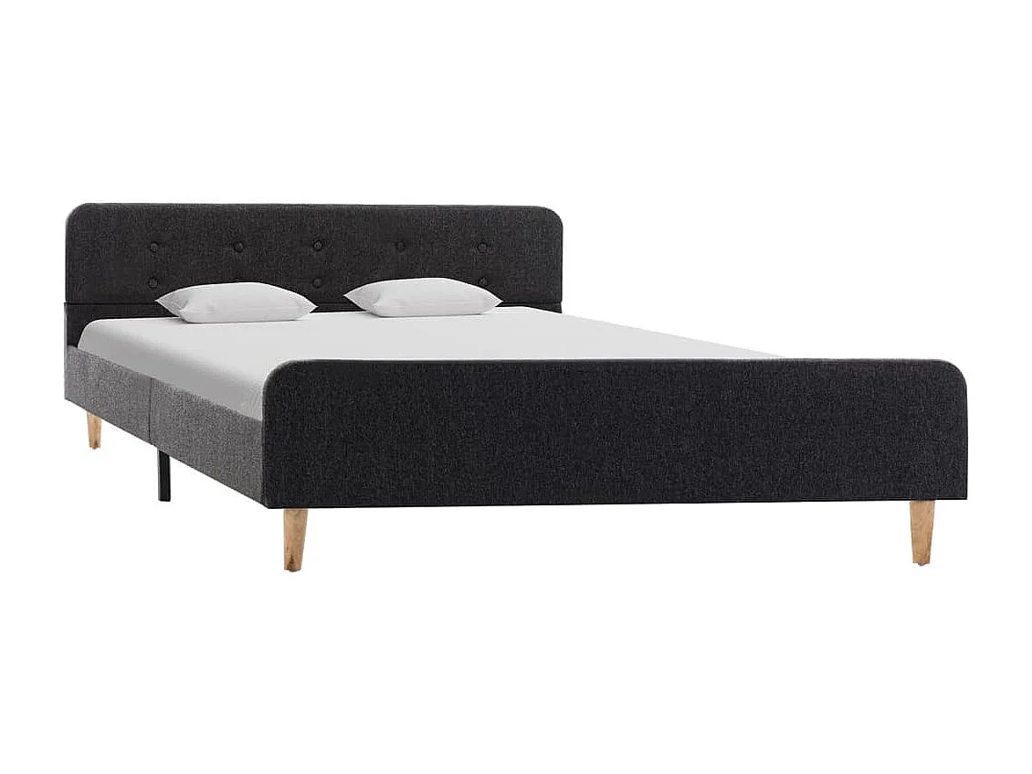 Lit double | Lit adulte | Cadre de lit Gris foncé Jute 160x200 cm