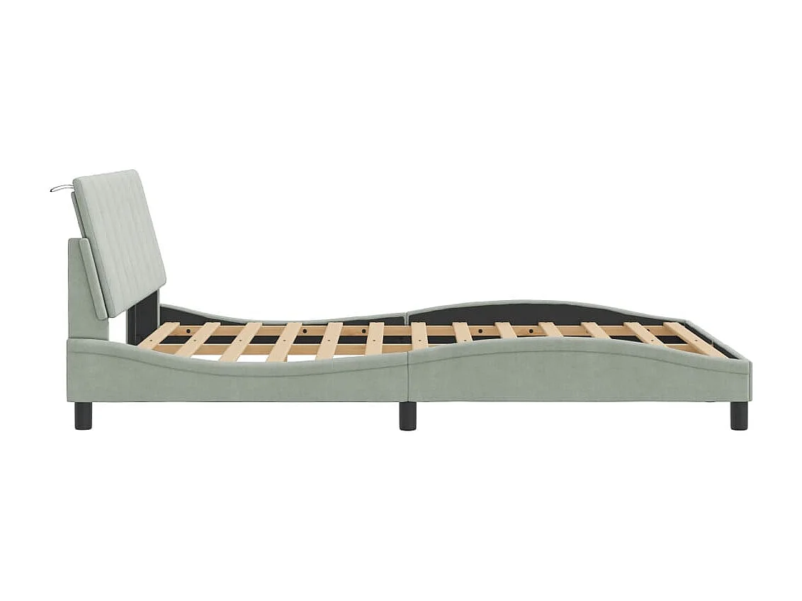 Lit simple | Lit adulte, enfant | Cadre de lit gris clair 120x200 cm velours