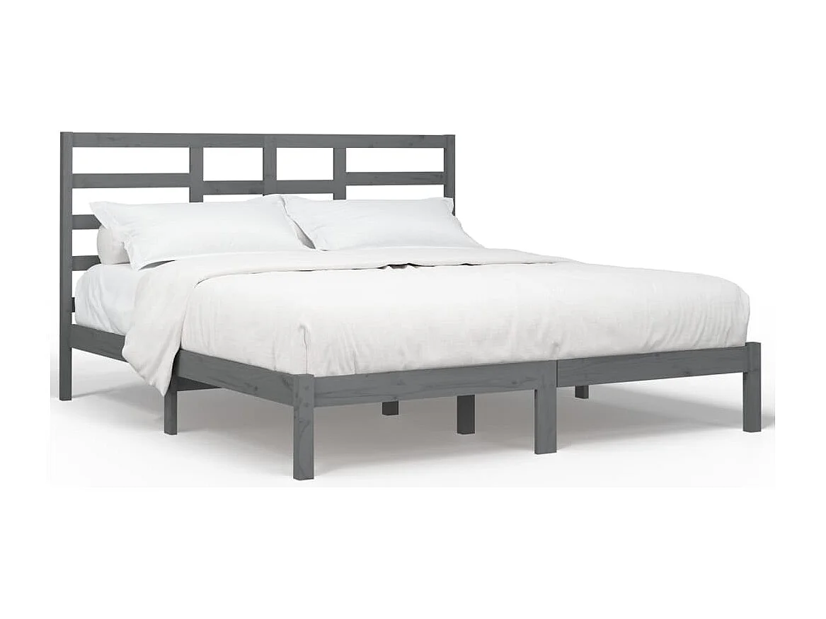 Lit double | Lit adulte | Cadre de lit bois massif gris 200x200 cm