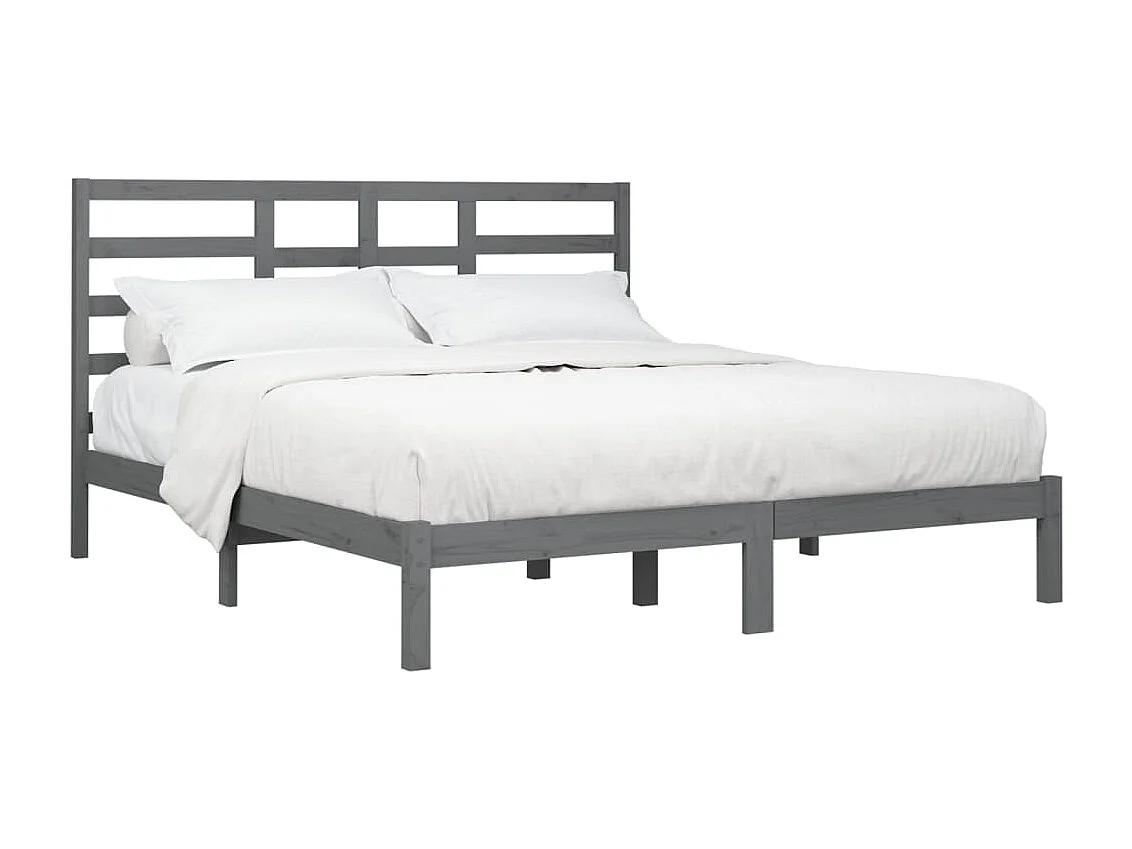 Lit double | Lit adulte | Cadre de lit bois massif gris 200x200 cm