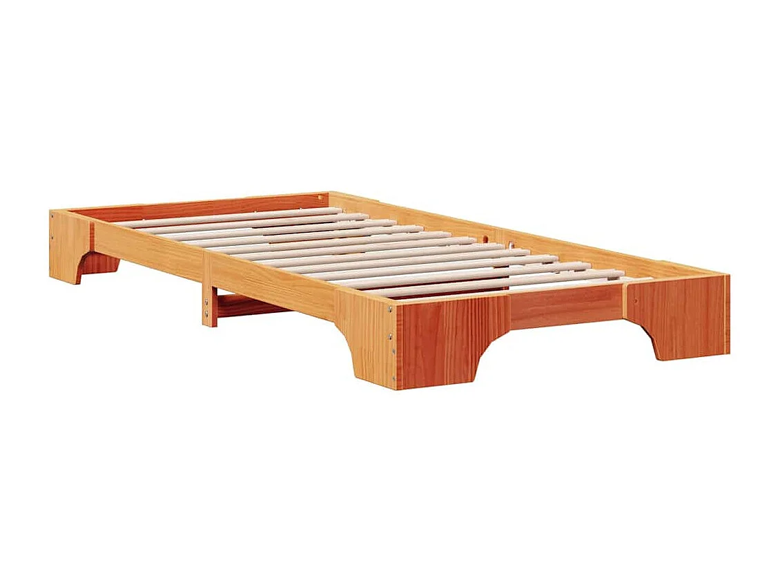 Lit simple | Lit adulte, enfant | Cadre de lit 90x200 cm en pin massif couleur marron cire