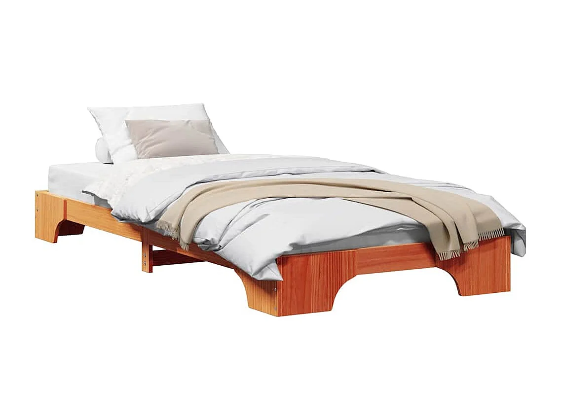 Lit simple | Lit adulte, enfant | Cadre de lit 90x200 cm en pin massif couleur marron cire