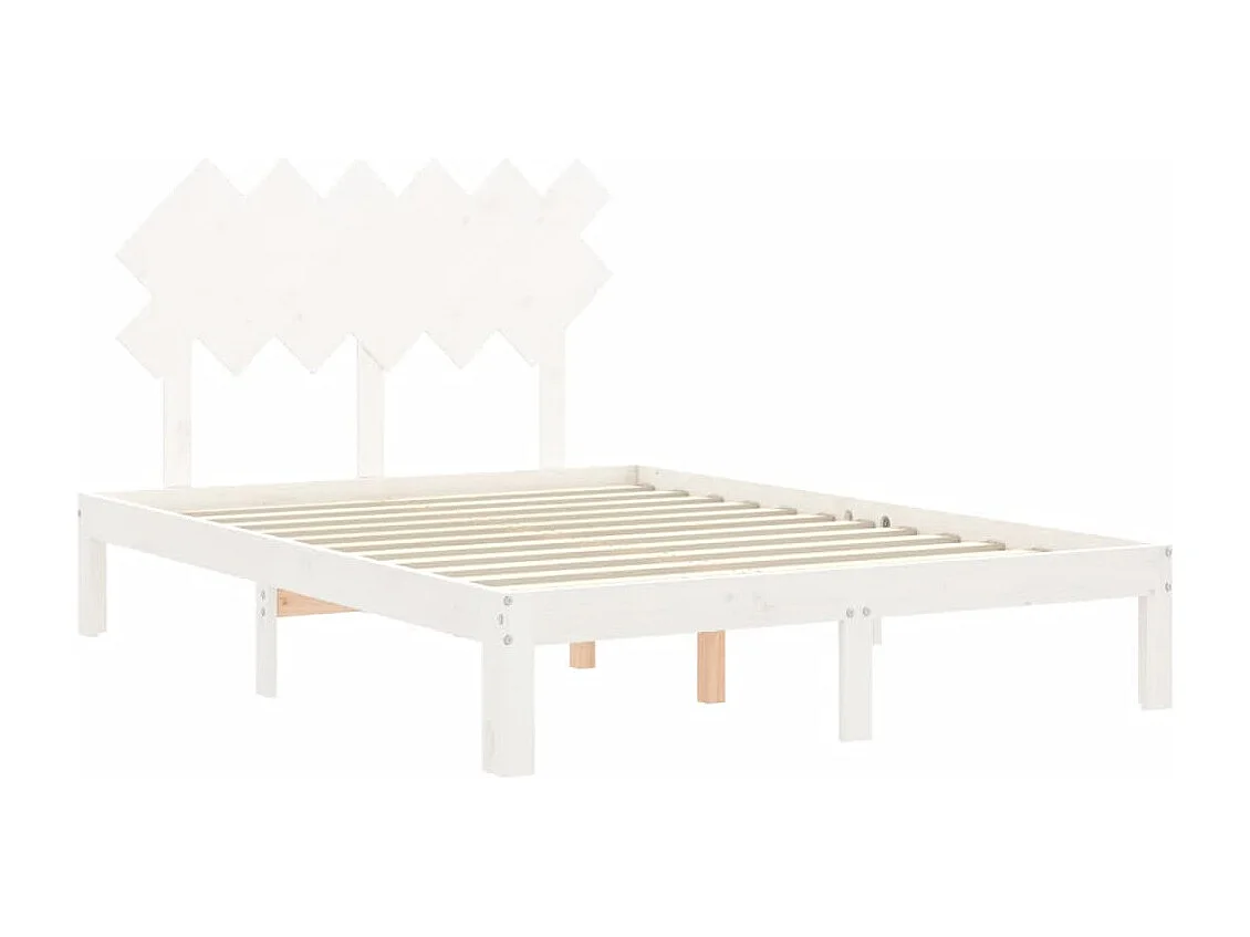 Lit simple | Lit adulte, enfant | Cadre de lit blanc 120x200 cm bois de pin massif