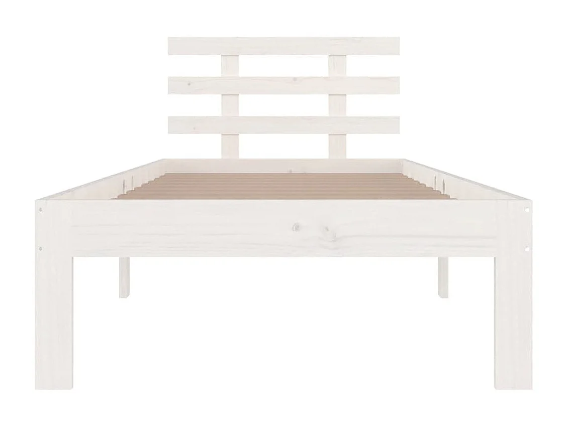Lit simple | Lit adulte, enfant | Cadre de lit blanc bois massif 100x200 cm